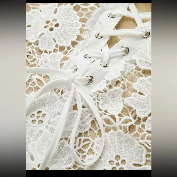 Semi- Sheer Double Layer Lace Dress- XS - Picture 3 of 5